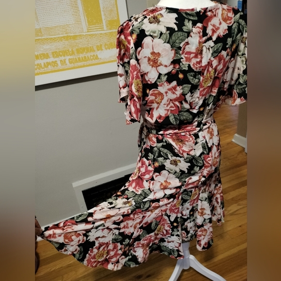 White House Black Market Feminine Autumn Floral Print Women's Dress - Picture 6 of 9